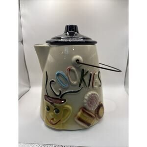 Vintage 1950’s American Bisque Handled Coffee Pot Tea Kettle Cookie Jar 8625